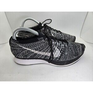 Nike Flyknit Racer Oreo Shoes Men's 7 Black White Road Running Athletic Sneakers